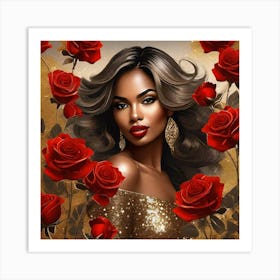 Roses And Gold Art Print