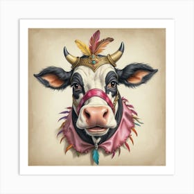 Cow With Feathers 2 Art Print