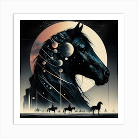 Horse In The Moonlight Art Print