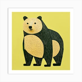 Bear On Yellow Background Poster