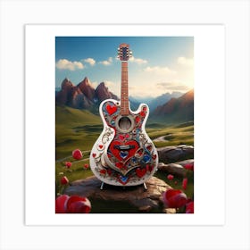 Heartstrings Monarchy Queen Of Hearts Guitar Elegance (4) Art Print