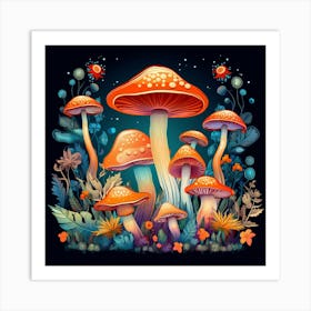 Mushrooms In The Forest 82 Art Print