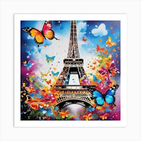 Paris With Butterflies 108 Art Print