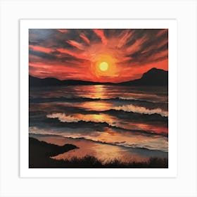 Sunset At The Beach Art Print