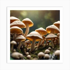 Mushrooms In The Forest 3 Art Print