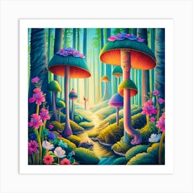 Mushroom Forest Art Print