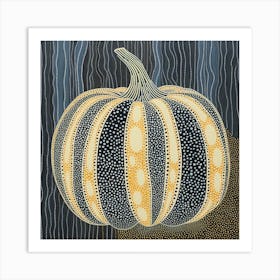 Yayoi Kusama Inspired Pumpkin Blue 1 Art Print