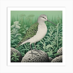 Ohara Koson Inspired Bird Painting Dunlin 1 Square Art Print