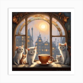 Kittens In The Window Art Print