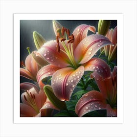 Lily In The Rain 1 Art Print