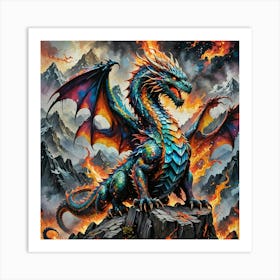 Dragon On Fire Art Print