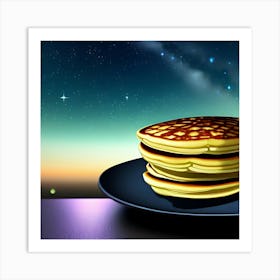 Pancakes out with beautiful teal starry sky  Art Print
