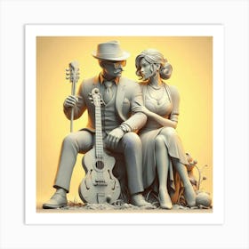 Couple With Guitar Art Print