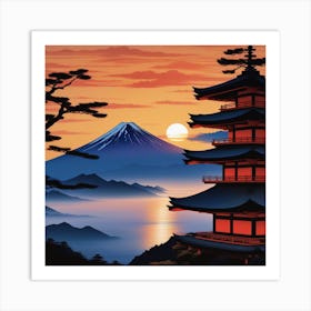 Pagoda At Sunset Art Print