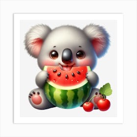 Koala Eating Watermelon Art Print