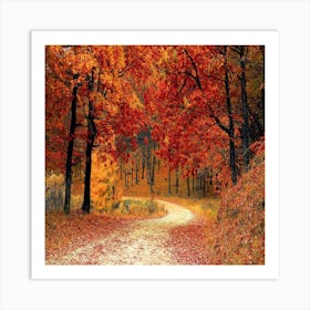 Autumn Leaves On A Path Art Print