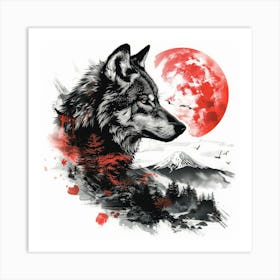 Wolf In The Moonlight 6 Art Print