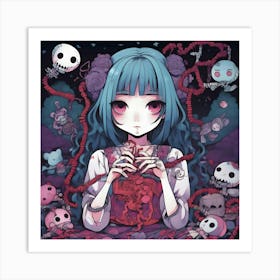 Girl With Skeletons Art Print