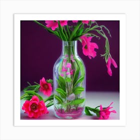 Pink Flowers In A Vase Art Print