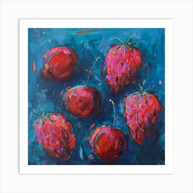 Strawberries And Cherries Square Art Print