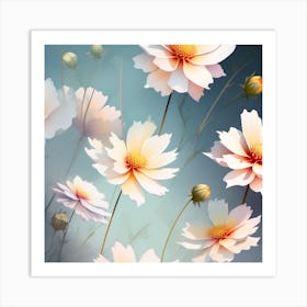 Cosmos Flowers Art Print