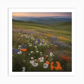 Wildflowers At Sunset 1 Art Print