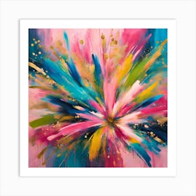 Abstract Flower bright Painting, Abstract Painting, watercolor floral, wedding bouquet, Floral wall art painting for home decor. Expressionism modern art Art Print