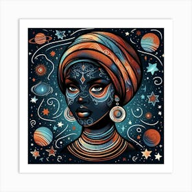 Ellunara Celestial Portrait Art Print