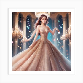 Beautiful Girl In A Wedding Dress Art Print