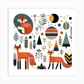 Scandinavian style, Fox Art Print