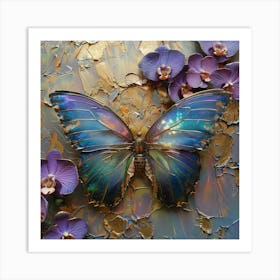 Butterfly With Orchids 4 Art Print