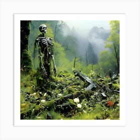 Skeleton In The Forest Art Print