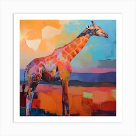 Impasto Warm Giraffe Portrait 3 Art Print