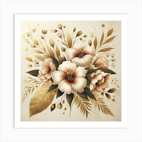 Gold Flowers 2 Art Print