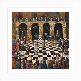 Medieval Mosaic: The Court's Game Art Print