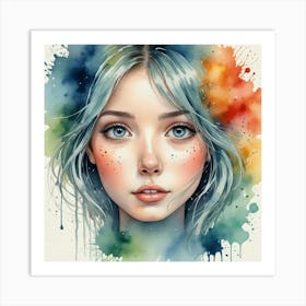 Girl With Blue Hair 6 Art Print