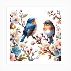 Birds On A Branch 1 Art Print