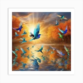 Hummingbirds In Flight Art Print