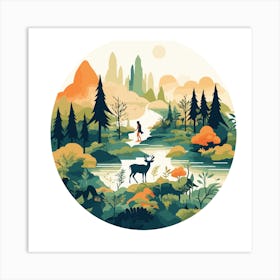 Illustration Of A Forest Art Print