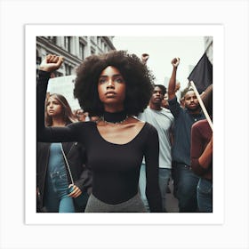 Afro-American Woman Protesting Art Print