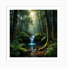 Waterfall In The Forest 5 Art Print