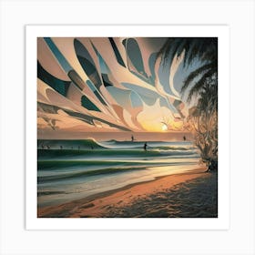 Sunset At The Beach 1 Art Print