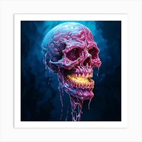 Skull With Blood Art Print