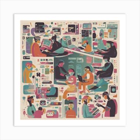 Group Of People In A Room Art Print