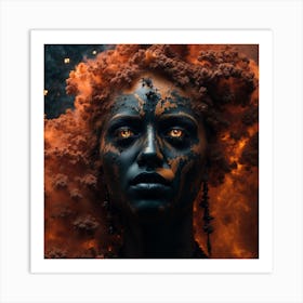 Portrait Of A Woman With Smoke Art Print