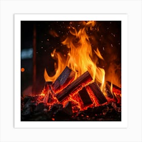 Closeup Of An Inferno With Flames Licking The Edges Of A Flammable Object Danger Evident In The Fie (4) Art Print