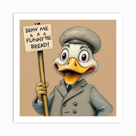 Duck Holding A Sign Art Print