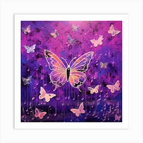 Music Notes And Butterflies Art Print