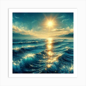 Sunset Over The Ocean Art Print