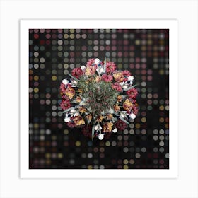 Vintage Garland Flower Wreath on Dot Bokeh Pattern n.0155 Art Print